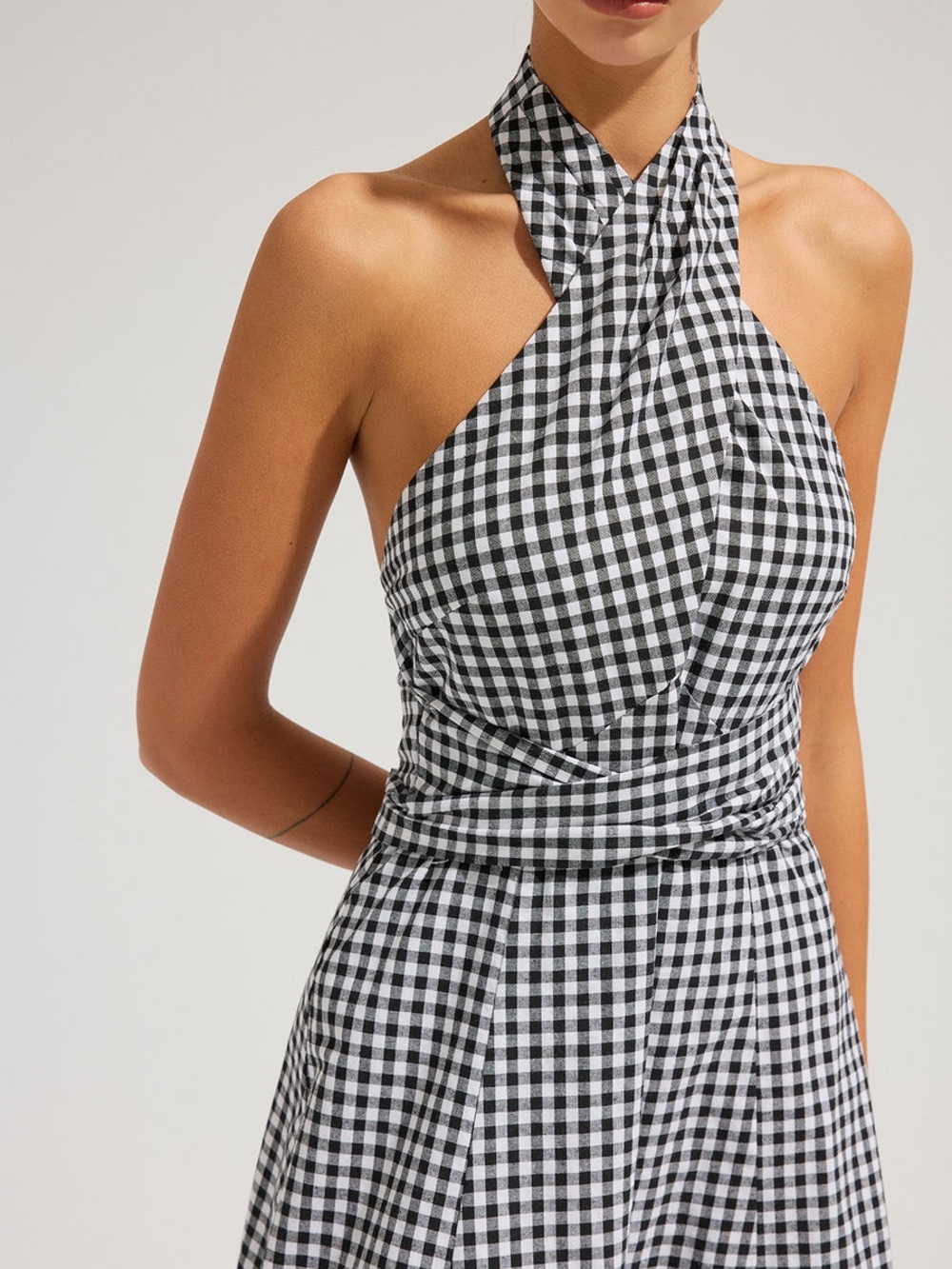 Commense Gingham Halter Cotton Maxi Dress - Picture 5 of 5
